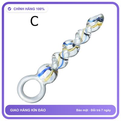 Plug phích cắm hậu môn Thủy Tinh Xoắn Ốc C Sọc 2 Màu