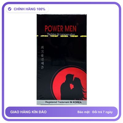 Bao cao su kéo dài quan hệ Powermen Tighter Longer Plus Hộp 12 cái
