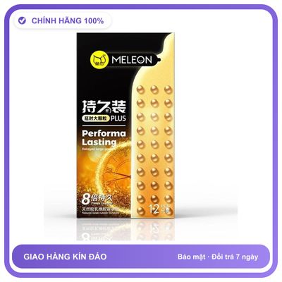 Bao cao su kéo dài quan hệ Meleon Performa Lasting Plus - 8 Times Hộp 12 cái