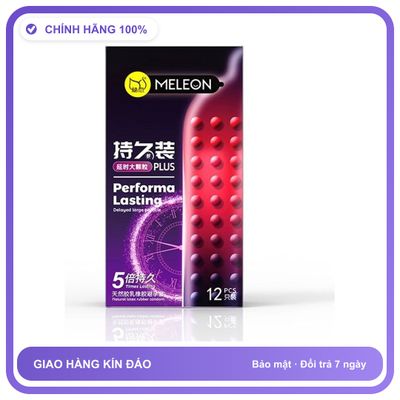 Bao cao su kéo dài quan hệ Meleon Performa Lasting Plus - 5 Times Hộp 12 cái