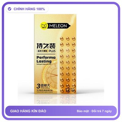 Bao cao su kéo dài quan hệ Meleon Performa Lasting Plus - 3 Times Hộp 12 cái