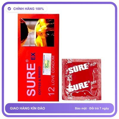 Bao cao su khách sạn nhà nghỉ Đỏ Sure Hộp 12 cái