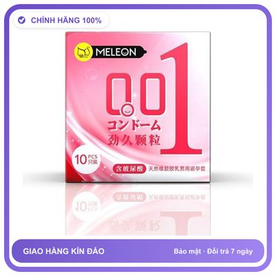 Bao cao su siêu mỏng Meleon Square 001 - Jinjiu Granules Hồng Đậm Hộp 10 cái