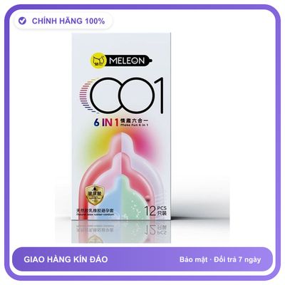Bao cao su siêu mỏng Meleon 001 - 6 In 1 Hộp 12 cái