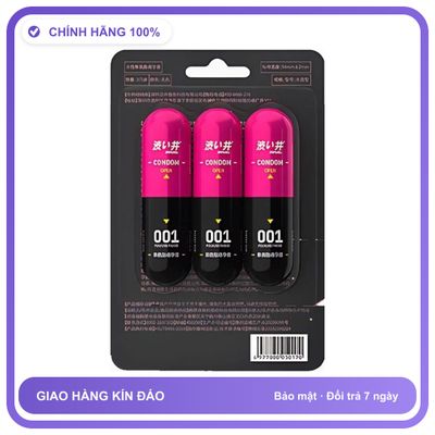 Bao cao su siêu mỏng DryWell PU 001 Numbness Orgasm C-42 Đen Hộp 3 cái