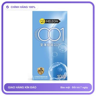 Bao cao su siêu mỏng Meleon 001 Thin And Moist Hộp 10 cái