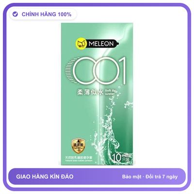 Bao cao su siêu mỏng Meleon 001 Soft As Water Hộp 10 cái