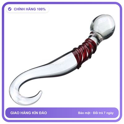 Dương vật giả Thủy Tinh Gân Đỏ C Móc