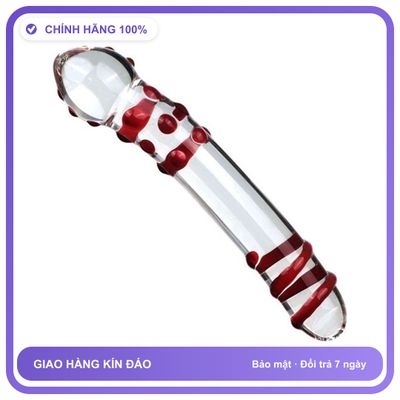 Dương vật giả Thủy Tinh Gân Đỏ B Thẳng