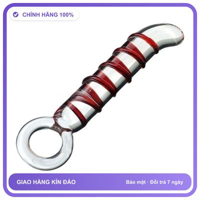 Dương vật giả Thủy Tinh Gân Đỏ A Vòng