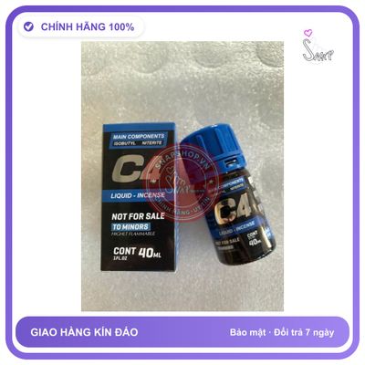 Chai hít tăng khoái cảm Popper C4 40ml Chai hít kích thích Popper 40ml USA, Tác Dụng Cực Mạnh, Gây Phê Tức Thì, Che Tên Sản Phẩm