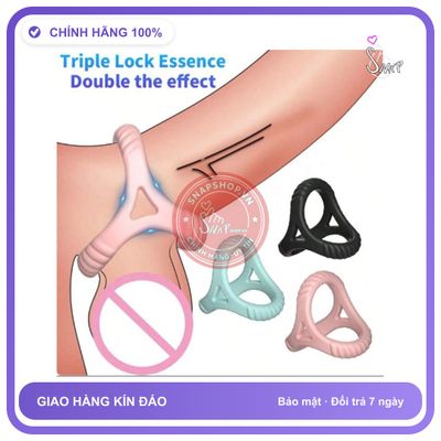 Đồ chơi người lớn Triple Lock Essence Vòng đeo dương vật 3 cạnh, chất liệu cao su cao cấp co giãn tốt, che tên sản phẩm bảo mật kín đáo