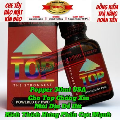 Popper TOP 30ml Usa, Không Cồn, Mùi Dịu,Ko Xìu, Che tên sp