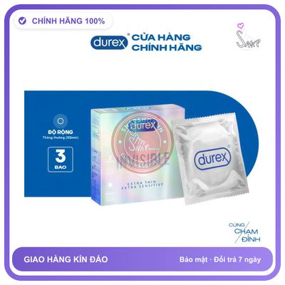 Bao cao su durex Bao Cao Su durex Siêu Mỏng, Tăng Cảm Giác, Hộp 3 Cái