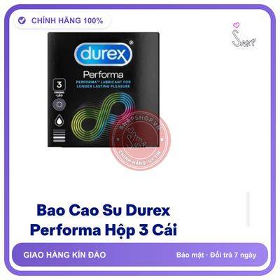 Bao cao su durex Chính hãng Bao cao su durex, hộp 3 cái, chính hãng, che tên sản phẩm bảo mật kín đáo