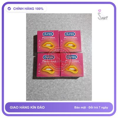 durex Combo 4 hộp Bao cao durex gân gai, hộp 3 cái, che tên sản phẩm bảo mật kín đáo