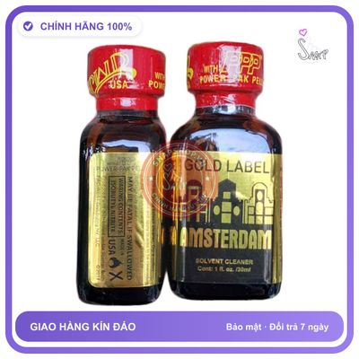 Chai hít tăng khoái cảm Popper PWP 30ml Popper Amsterdam Gold Label 30ml, cực mạnh, phê tới não, che tên sản phẩm bảo mật kín đáo