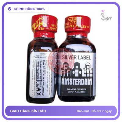 Chai hít tăng khoái cảm Popper PPP 30ml Popper Amsterdam Silver Label 30ml, phê tới não, che tên sản phẩm bảo mật kín đáo