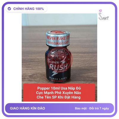 Chai hít tăng khoái cảm Popper SUPER RUSH 10ml Popper 10ml usa nắp đỏ, truyền thống, sale giá sốc, che tên sản phẩm bảo mật kín đáo