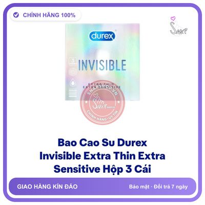 Bao cao su Durex Bao cao su durex hộp 3 cái, che tên sản phẩm bảo mật kín đáo khi đặt hàng