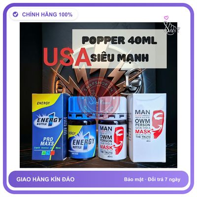 Chai hít tăng khoái cảm Popper ENERGY Combo 2 Chai Popper Cho Ng Lờn Nặng, Kích Thích Nhanh, Phê Lâu, che tên sản phẩm bảo mật kín đáo