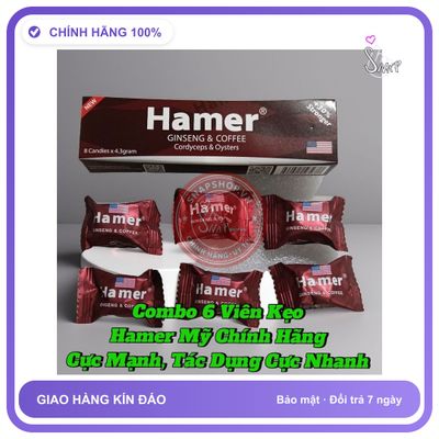 Viên uống hỗ trợ sinh lý nam Hamer Combo 6 Viên Kẹo Hamer Mỹ Chính Hãng, Cực Mạnh,Tác Dụng Tức Thì, che tên sản phẩm bảo mật kín đáo