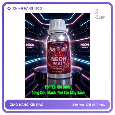 Chai hít tăng khoái cảm Popper MR B NEON PARTY 100ml Hàng Công Ty Popper Khô Neon Party 100ml, Siêu Mạnh, Phê Gấp Mấy Lần Popper Thường, Giá Ưu Đãi