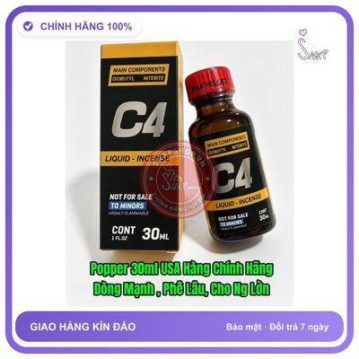 Chai hít tăng khoái cảm Popper C4 30ml Popper 30ml USA, Hàng Chính Hãng Dòng Mạnh Phê Lâu Cho Ng Lờn