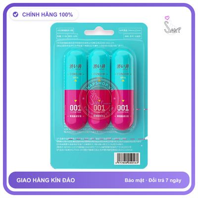 Bao cao su DryWell PU 001 Ultimate Lubrication siêu mỏng siêu gel vỉ 3 viên