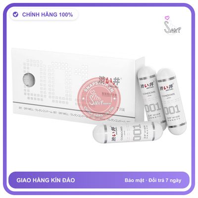 Bao cao su DryWell Ultra Thin 001 siêu mỏng nhiều gel hộp 7 viên