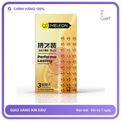 Bao cao su Meleon Performa Lasting Plus 3 Times hộp 12 cái