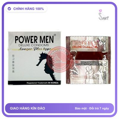 Bao cao su Powermen Longer Plus hộp 3 chiếc kéo dài thời gian chính hãng