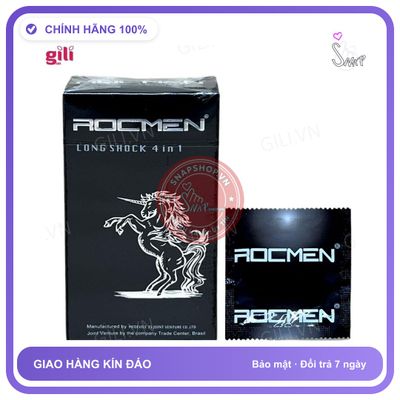 Bao cao su Rocmen Long Shock 4in1 hộp 12 chiếc kéo dài thời gian chính hãng hàng nhập khẩu