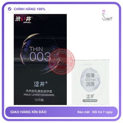 Bao cao su Drywell Ultra Thin 003 siêu mỏng hộp 12 cái