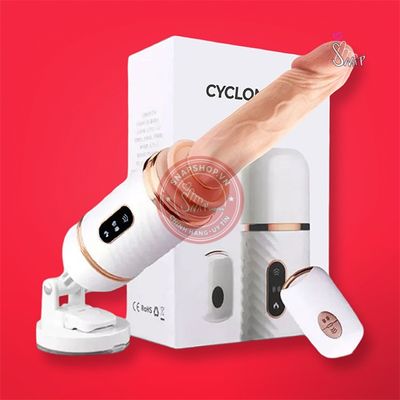 Dương vật giả Dibe Cyclone Fire rung nhấp chuyển động đẩy tới và lui sưởi ấm, có điều khiển xa