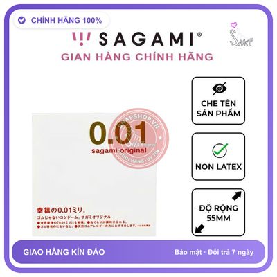 Bao Cao Su Sagami Siêu Mỏng 001 Hộp 1 Cái chính hãng - có gai nổi, có hương thơm, ôm sát cảm giác thật - giao hàng che tên kín đáo