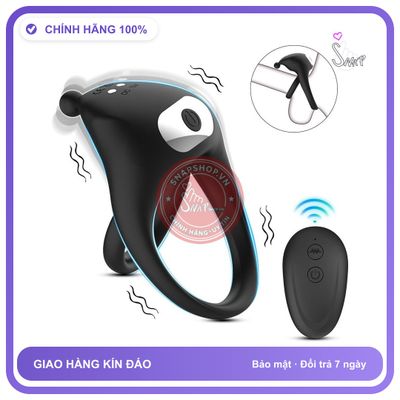 Vòng Đeo Dương Vật Black Warrior Rung điều khiển Từ Xa chính hãng - chất liệu an toàn cho da, dễ vệ sinh, êm ái khi dùng - giao hàng che tên kín đáo