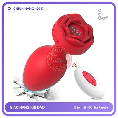Phích Cắm Rung Hoa Hồng Điều Khiển Từ Xa chính hãng - 10 chế độ rung, sạc USB, silicone y tế - giao hàng che tên kín đáo