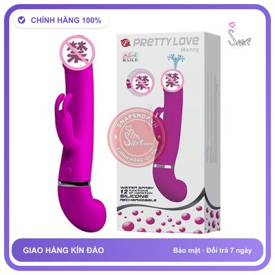 Dương Vật Prettylove Henry Bắn Tinh chính hãng - silicone cao cấp, chất liệu an toàn cho da, dễ vệ sinh - giao hàng che tên kín đáo