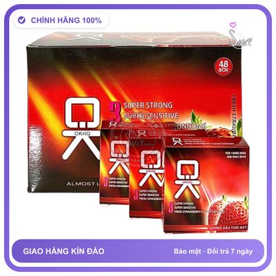 Bao Cao Su Ok Hq Dâu Hộp 144 Cái chính hãng - ôm sát cảm giác thật, chất liệu latex an toàn, hàng nhập khẩu - giao hàng che tên kín đáo