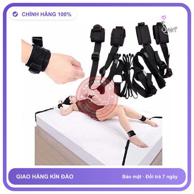 Bộ Dây Trói Tay Chân Ở Giường chính hãng - chất liệu an toàn cho da, dễ vệ sinh, êm ái khi dùng - giao hàng che tên kín đáo