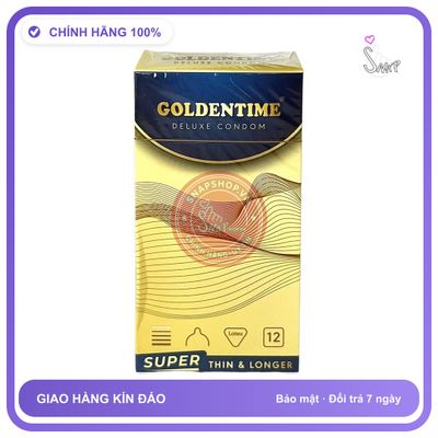 Bao Cao Su Goldentime Super Thin Longer Hộp 12 Cái chính hãng - siêu mỏng 0.03mm, siêu mỏng, hỗ trợ kéo dài - giao hàng che tên kín đáo