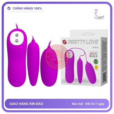 Trứng Rung Prettylove Irma 2 Trứng chính hãng - silicone cao cấp, chất liệu an toàn cho da, dễ vệ sinh - giao hàng che tên kín đáo