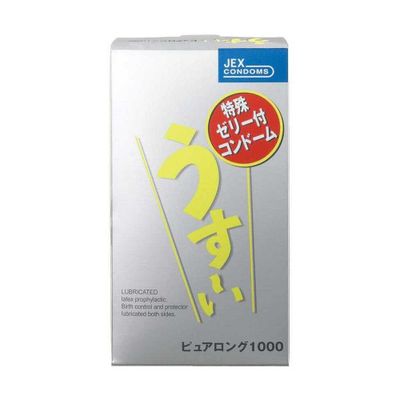Bao cao su JEX Usui Pure Long - Siêu mỏng, gân nổi, nhiều gel - Hộp 12 cái