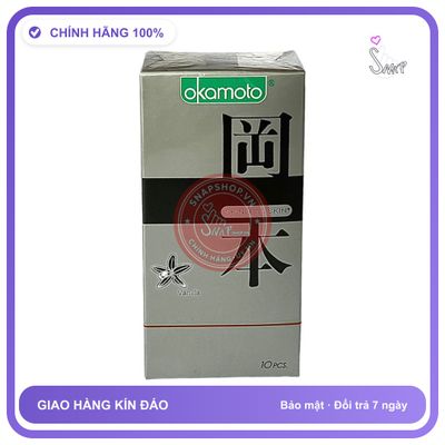 Bao Cao Su Okamoto Vanilla Hộp 10 Cái chính hãng - siêu mỏng 0.05mm, siêu mỏng, có hương thơm - giao hàng che tên kín đáo