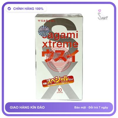 Bao Cao Su Sagami Trắng Cam Hộp 10 Cái chính hãng - ôm sát cảm giác thật, chất liệu latex an toàn, hàng nhập khẩu - giao hàng che tên kín đáo