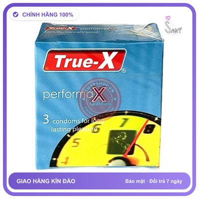 Bao Cao Su True-X Xanh Hộp 3 Cái chính hãng - ôm sát cảm giác thật, chất liệu latex an toàn, hàng nhập khẩu - giao hàng che tên kín đáo