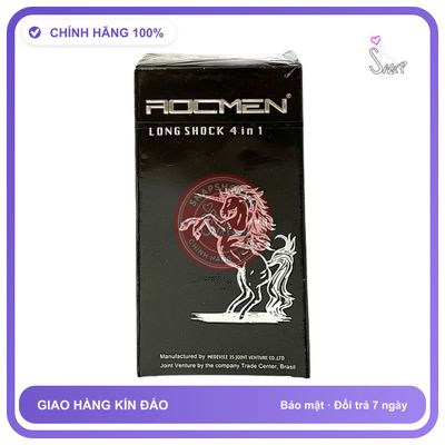 Bao Cao Su Rocmen Đen 4in1 Hộp 12 Cái chính hãng - có hương thơm, ôm sát cảm giác thật, chất liệu latex an toàn - giao hàng che tên kín đáo