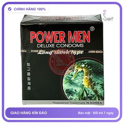 Bao Cao Su Powermen Đen Hộp 3 Cái chính hãng - siêu mỏng, có gai nổi, nhiều gel bôi trơn - giao hàng che tên kín đáo