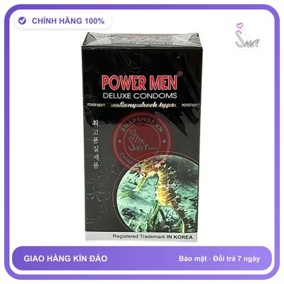 Bao Cao Su Powermen Đen Hộp 12 Cái chính hãng - có gai nổi, hỗ trợ kéo dài, ôm sát cảm giác thật - giao hàng che tên kín đáo